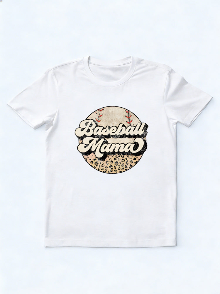 Baseball Mama Printed Happy Mother's Day Gift T-shirt