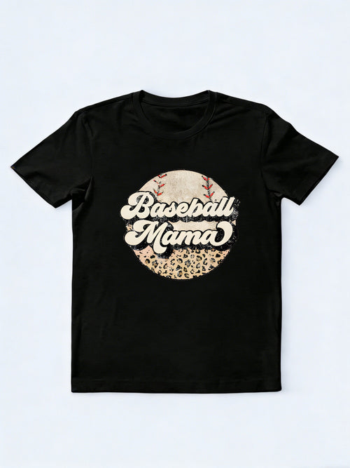 Baseball Mama Printed Happy Mother's Day Gift T-shirt