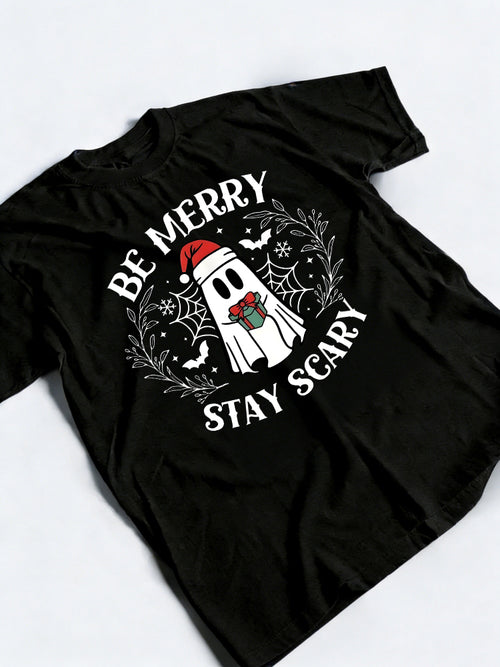 Be Merry Stay Scary Ghost Funny Halloween Gift T-shirt