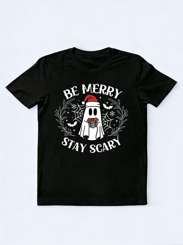 Be Merry Stay Scary Ghost Funny Halloween Gift T-shirt