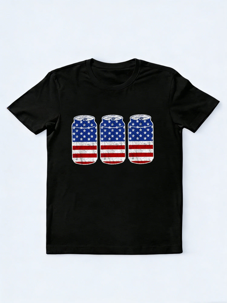 Beer Lover Beer Can USA Flag 4TH Of July Gift T-shirt