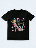 Birthday Queen Crown High Heel Hearts Stars Birthday Gift T-shirt