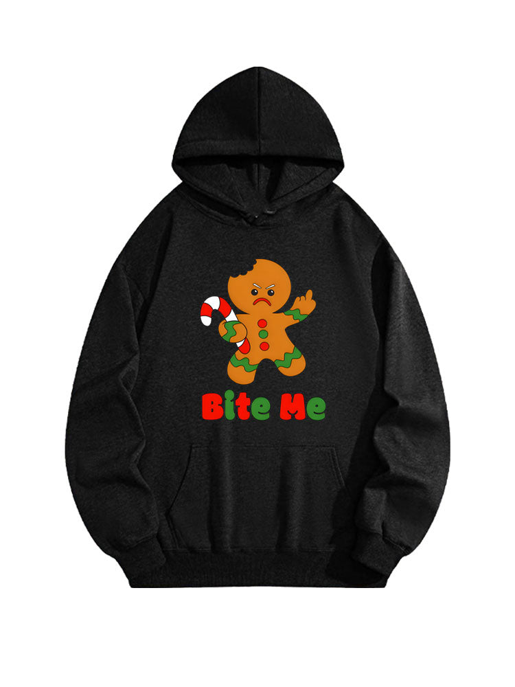 Bite Me Gingerbread Cookie Christmas Season Vibe Hoodie