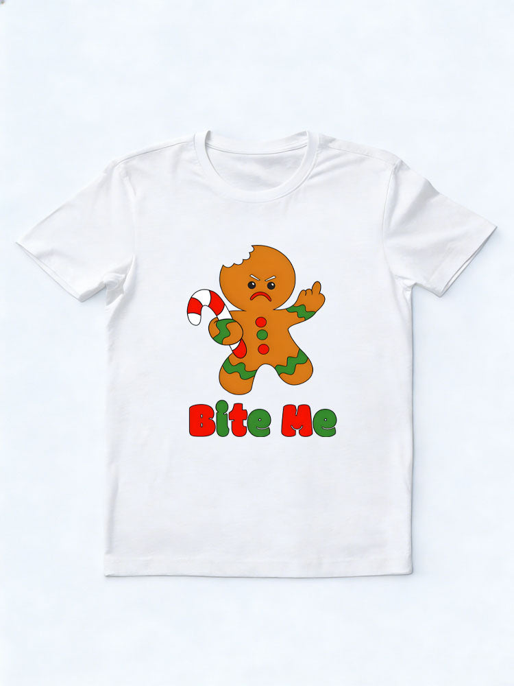 Bite Me Gingerman Cookie Christmas Season Vibe T-shirt