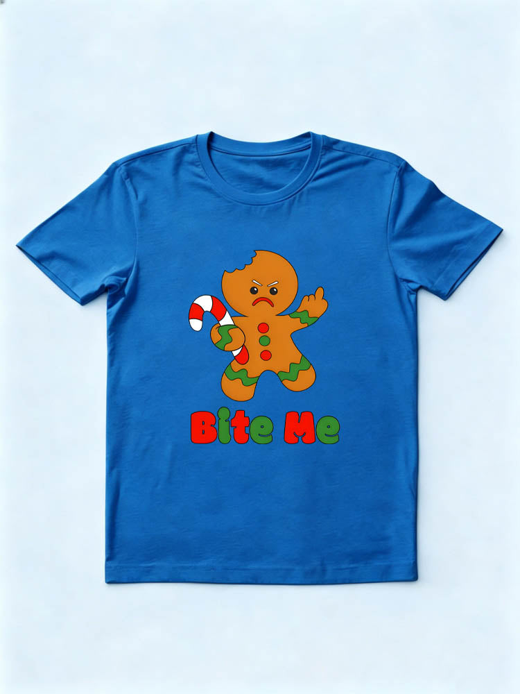 Bite Me Gingerman Cookie Christmas Season Vibe T-shirt