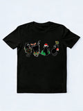 Black Cat Lover Family Christmas Gift T-shirt