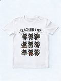 Black Cat Teacher Life Teacher Gift Back To School T-Shirt