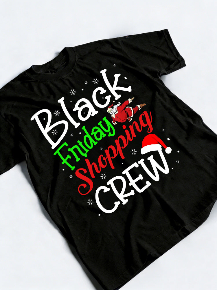 Black Friday Shopping Santa Crew Christmas Xmas Black Shopping T-Shirt