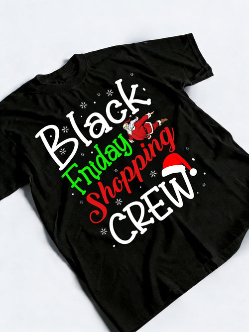 Black Friday Shopping Santa Crew Christmas Xmas Black Shopping T-Shirt