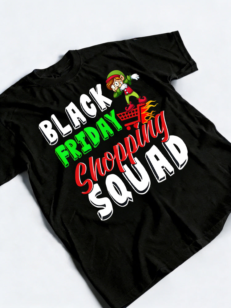Black Friday Shopping Squad Christmas Black ELF Dabbing Group T-Shirt