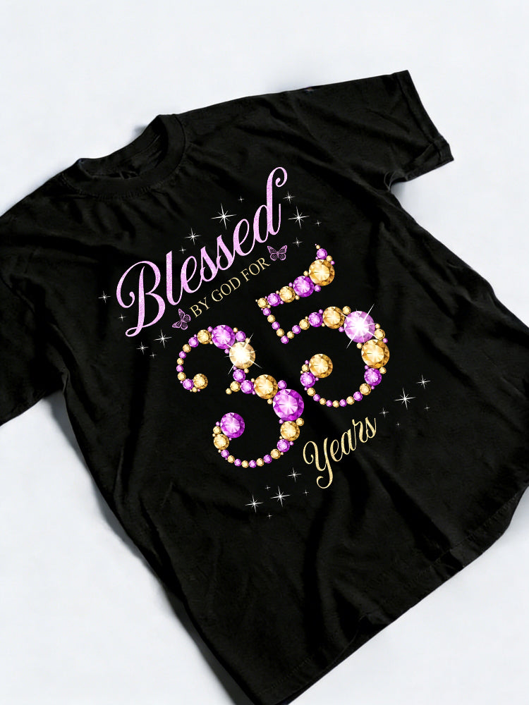 Bless By God 35 Years Old 35th Birthday Gift T-shirt