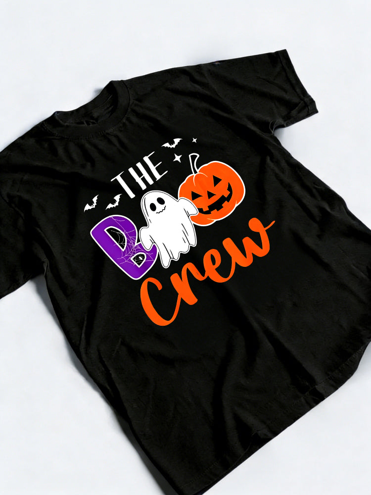 Boo Crew Halloween Pumpkin Face And Boo Ghost Boo Crew Halloween Gift T-Shirt