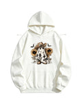 Boo Haw Ghost with Cowboy Hat and Sunflowers Western Halloween Hoodie