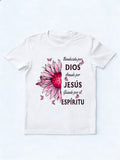 By God Loved By Jesus Pink Sunflower in Spanish Easter Gift T-shirt