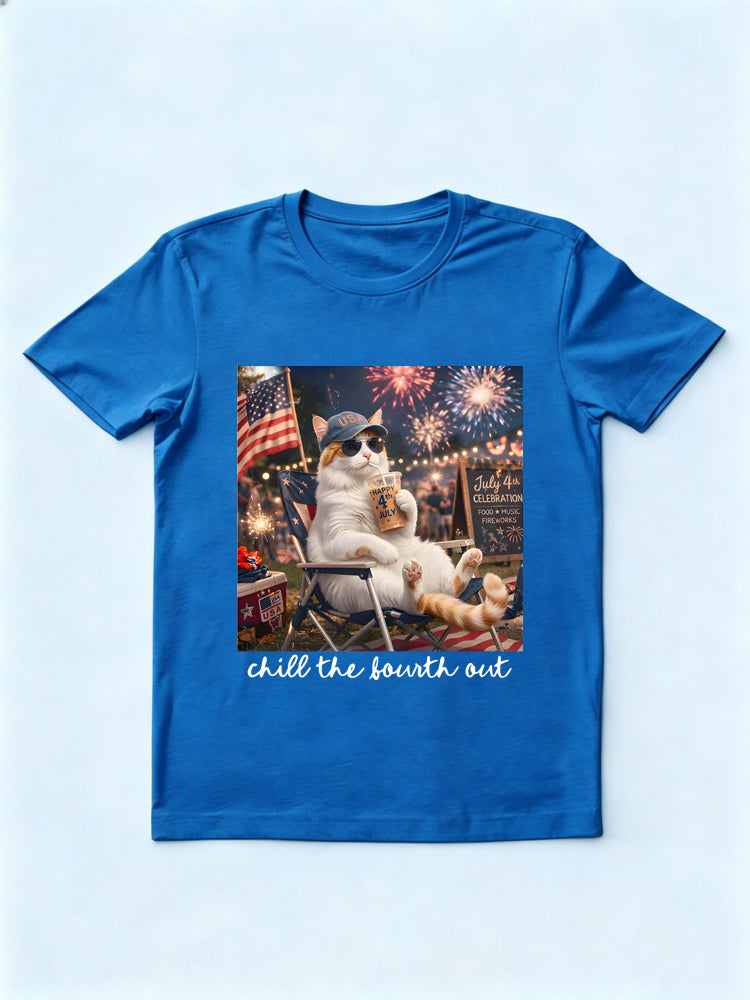 Cat America Selfie Chill Out 4th of July T-Shirt