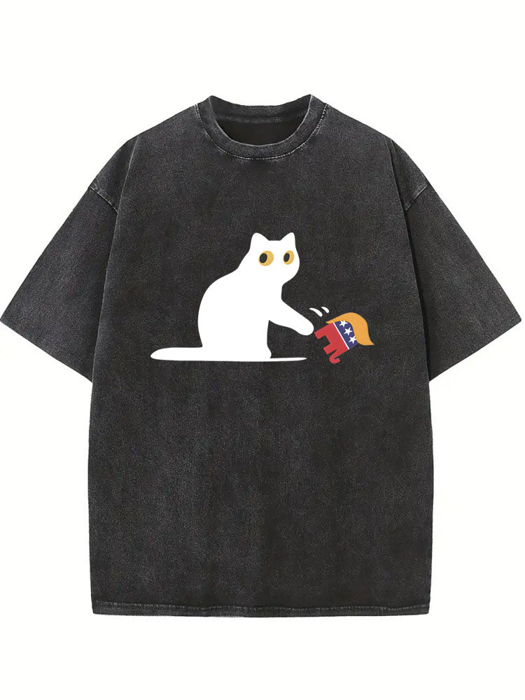 Cat Anti Trump Washed T-shirt