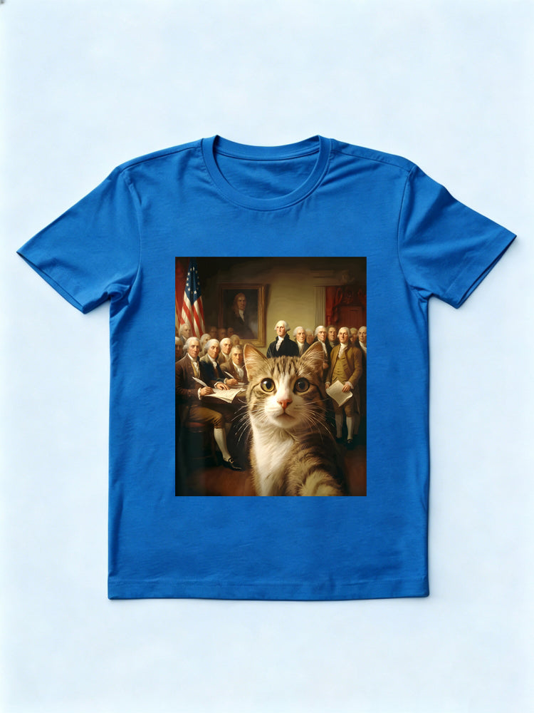 Cat Selfie 1776 2026 Fourth of July Gift T-Shirt