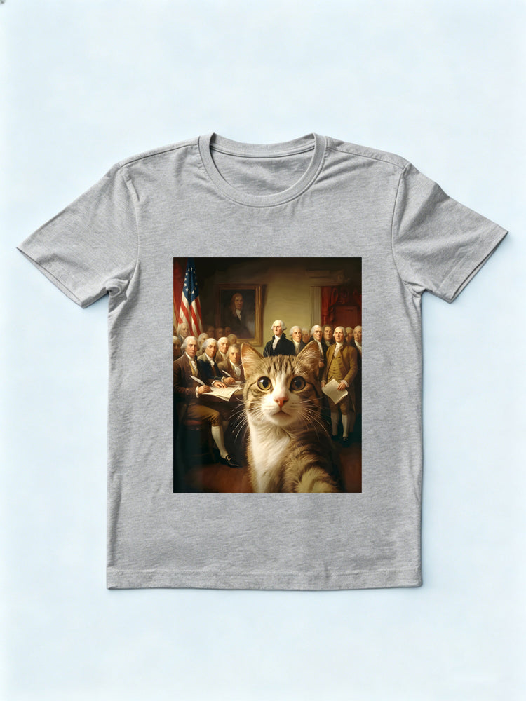 Cat Selfie 1776 2026 Fourth of July Gift T-Shirt