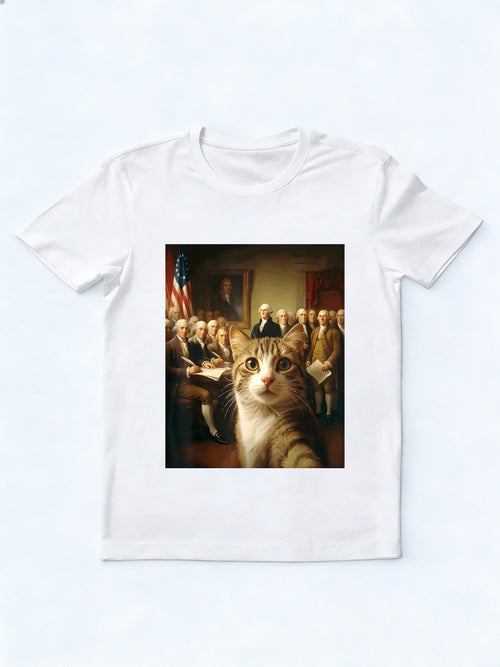 Cat Selfie 1776 2026 Fourth of July Gift T-Shirt