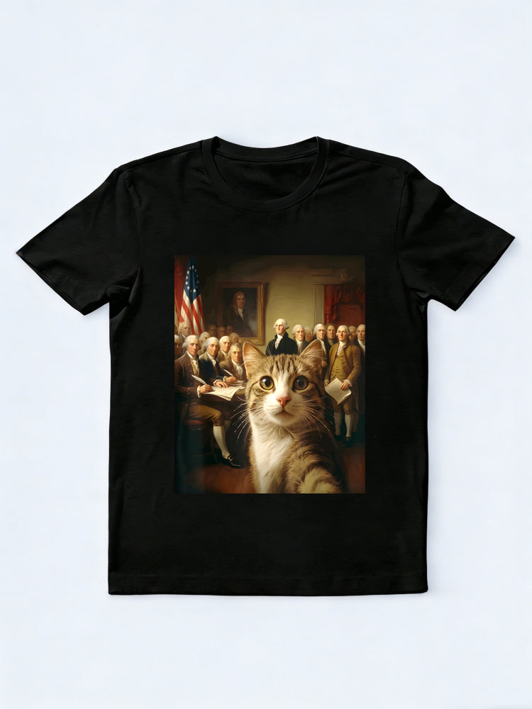 Cat Selfie 1776 2026 Fourth of July Gift T-Shirt