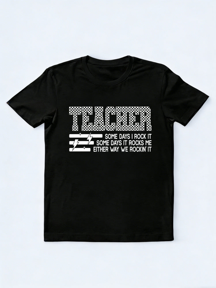 Checkered Teacher Some Days I Rock It Back To School Shirt
