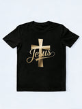 Christian Faith Apparel Golden Jesus Cross Religious Easter Gift T-Shirt