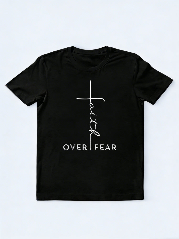 Christian Faith Over Fear Cross Design Design Jesus Easter Gift T-Shirt