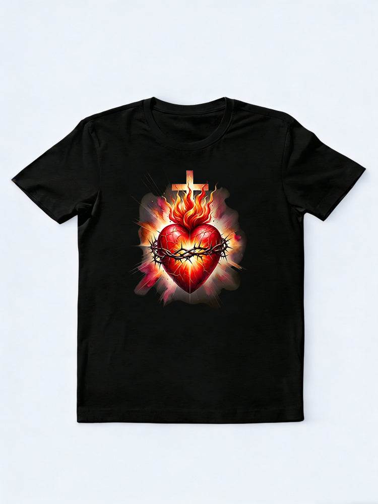 Christian Heart and Cross Design Jesus Easter Gift T-Shirt