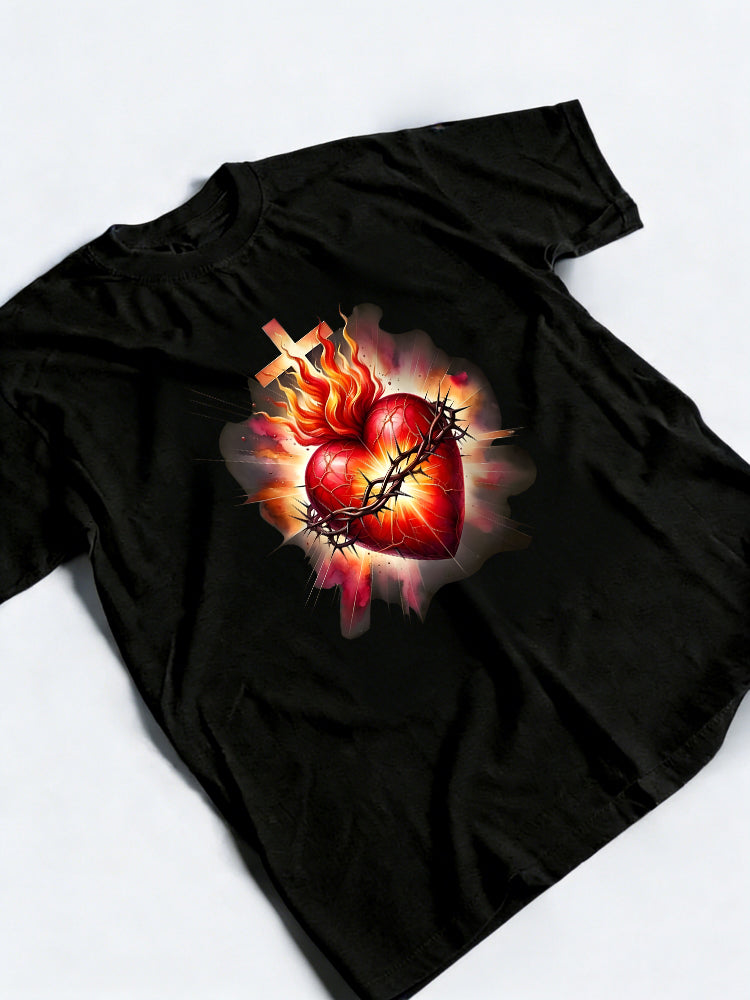 Christian Heart and Cross Design Jesus Easter Gift T-Shirt