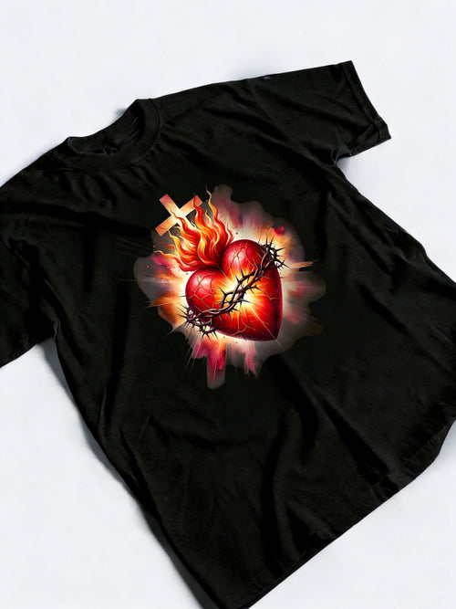 Christian Heart and Cross Design Jesus Easter Gift T-Shirt