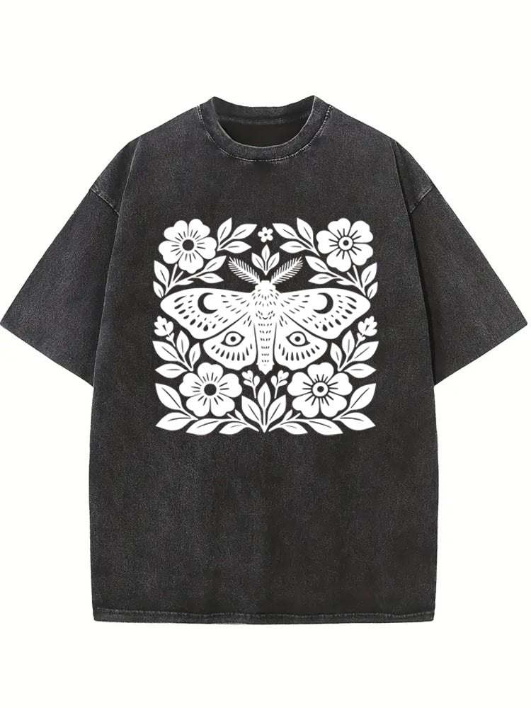 Cottagecore Moth Spooky Season Halloween Vibe Washed T-shirt