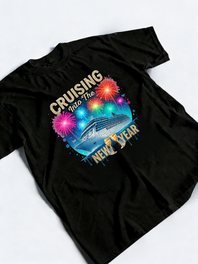 Cruising Into The New Year Sunset Cruise Vacation New Year Gift T-Shirt