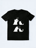 Cute Ghost and Cat Funny Halloween Boo Boop Spooky Season Vibe T-shirt