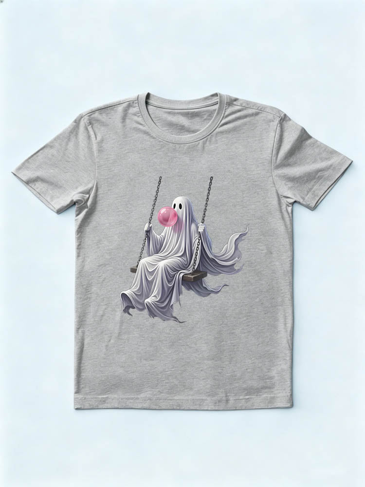 Cute October Ghost Swing Spooky Season Halloween Vibe T-shirt