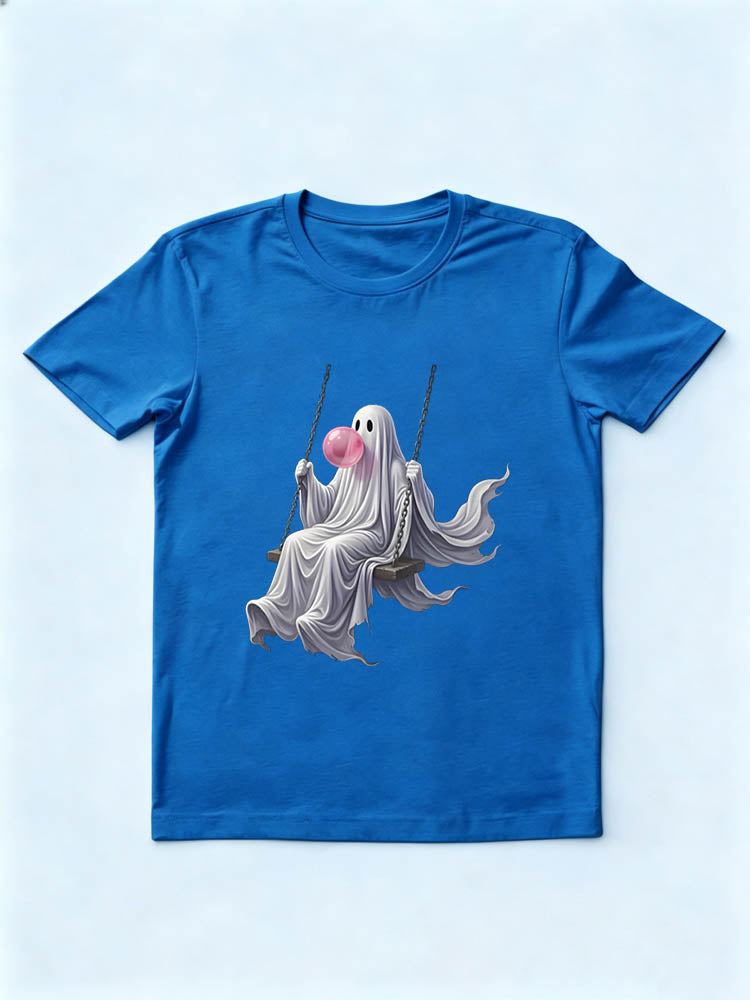 Cute October Ghost Swing Spooky Season Halloween Vibe T-shirt