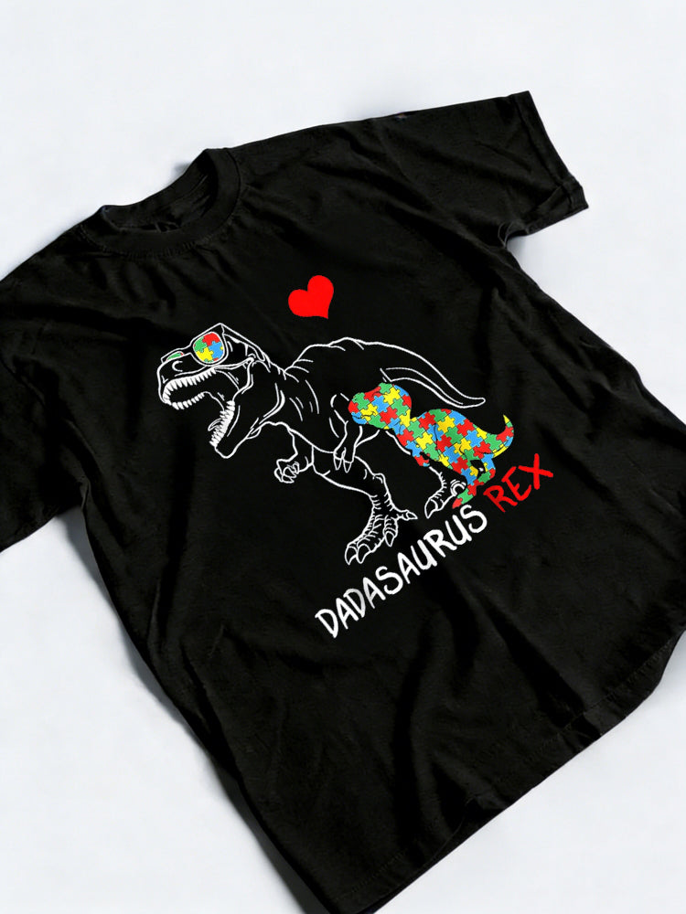 Dadasaurus Rex Autism Awareness Proud Dad Father's Day T-Shirt