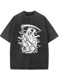Death With Bats Halloween Vibe Washed T-shirt