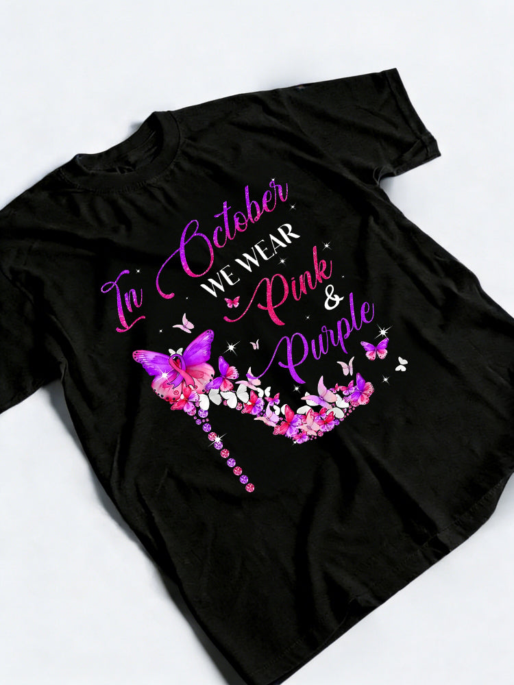 Domestic Violence Breast Cancer Awareness October Birthday Gift T-shirt