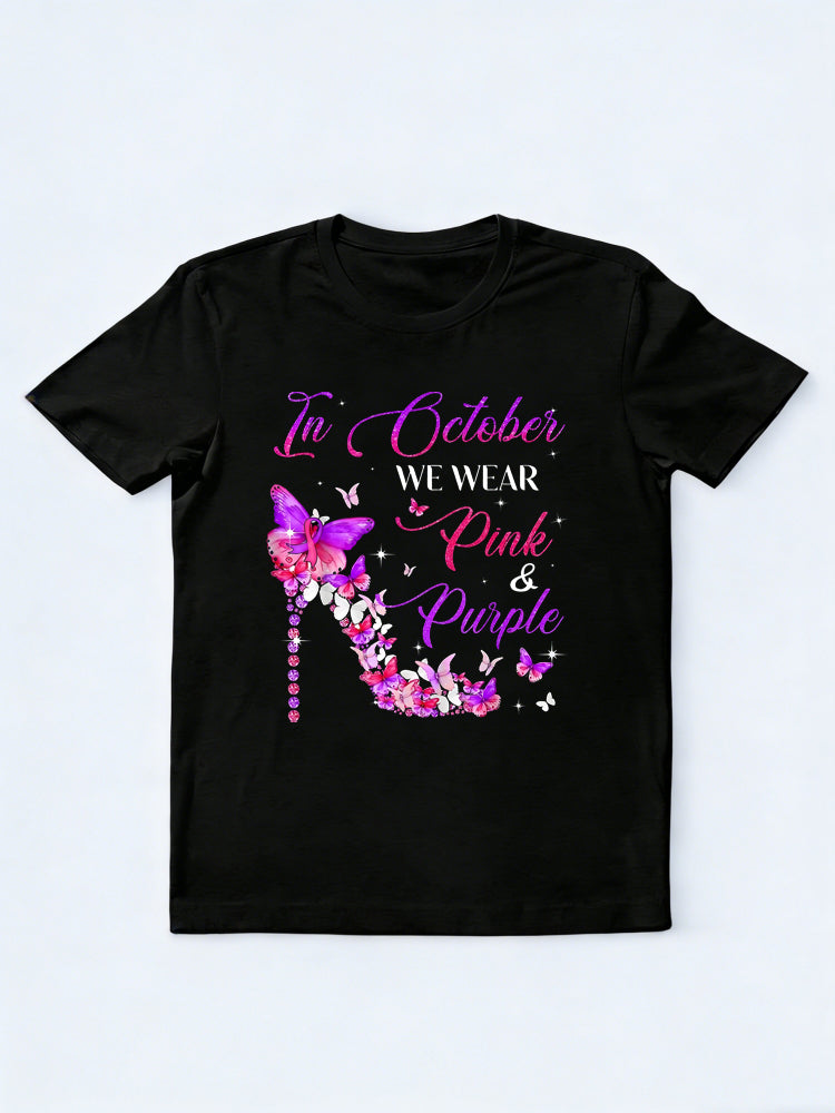 Domestic Violence Breast Cancer Awareness October Birthday Gift T-shirt