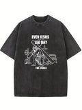 Even Jesus Don't Skip Leg Day Body Builder Birthday Gift Washed T-shirt