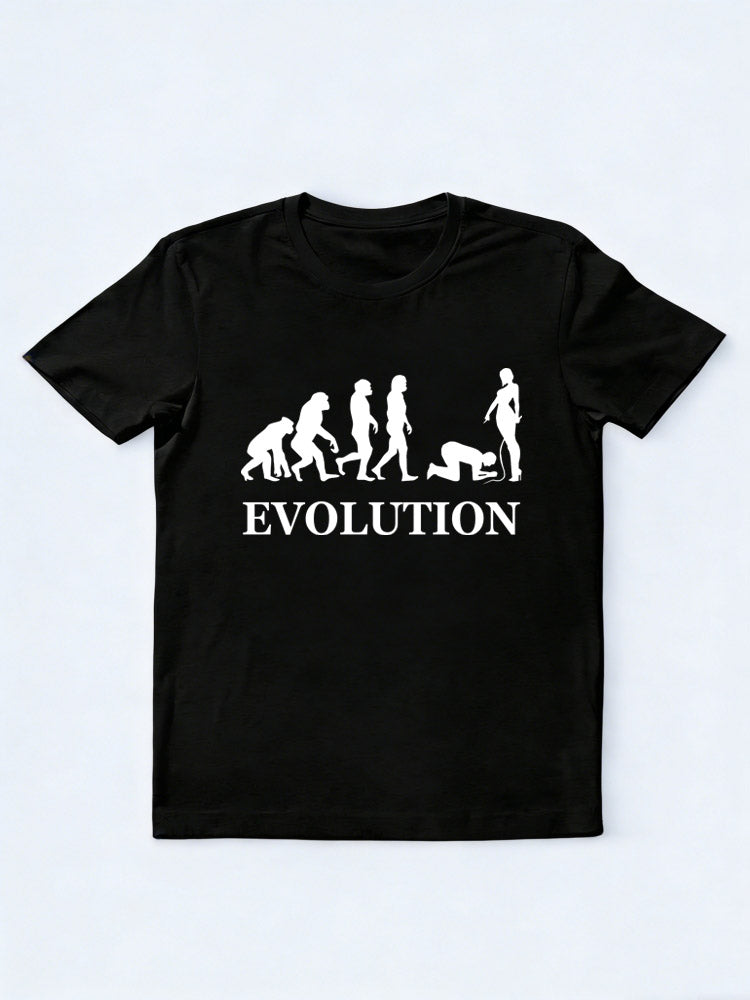 Evolution of Man - Funny Man Kneeling Before One Sexy Woman T-Shirt