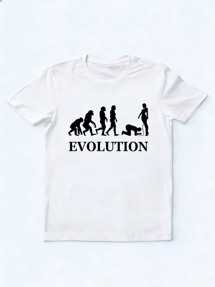 Evolution of Man - Funny Man Kneeling Before One Sexy Woman T-Shirt