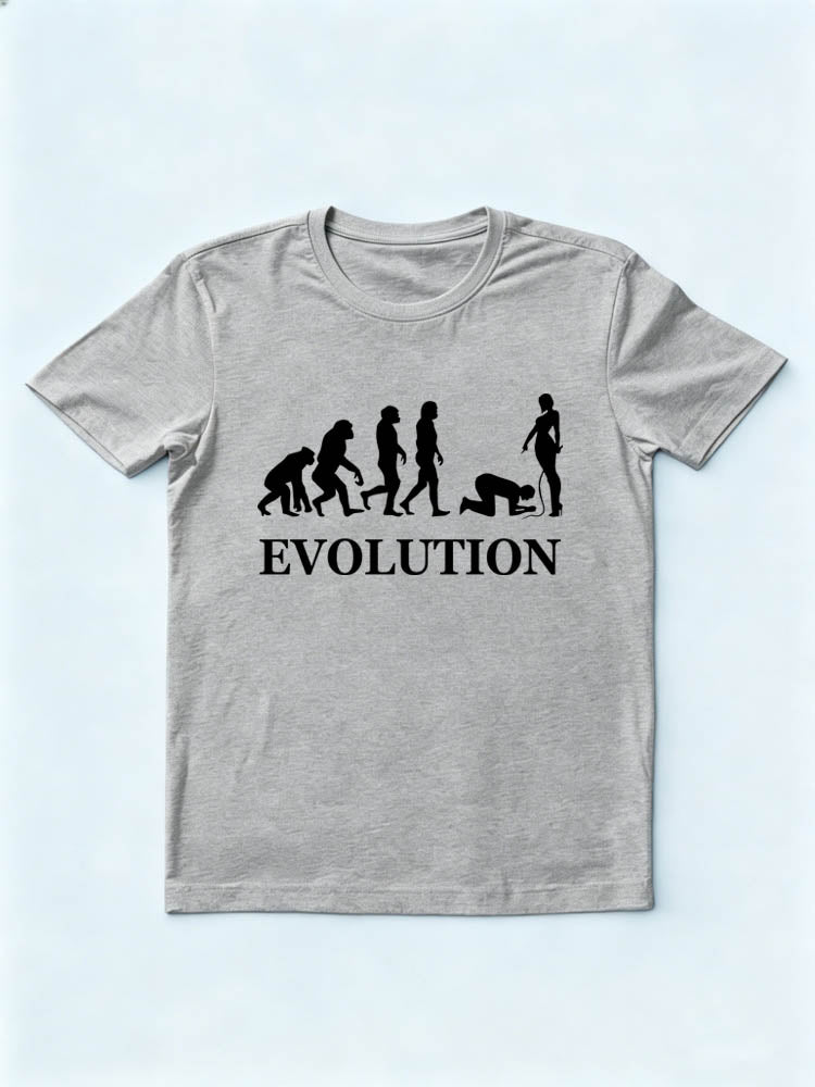 Evolution of Man - Funny Man Kneeling Before One Sexy Woman T-Shirt