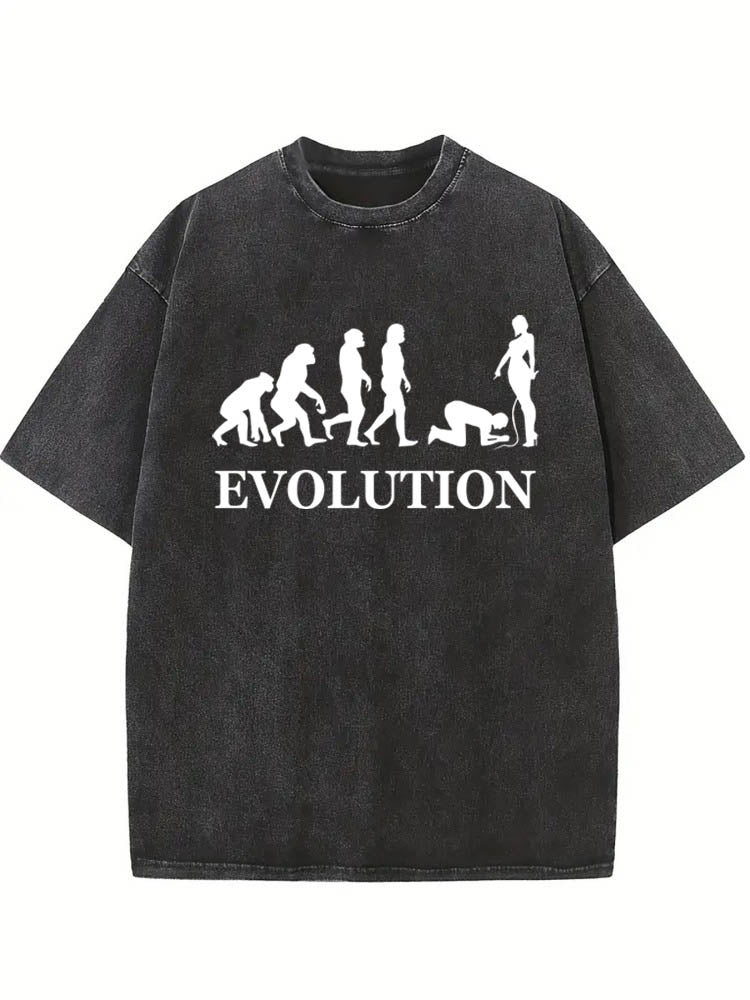 Evolution of Man - Funny Man Kneeling Before One Sexy Woman Washed T-Shirt