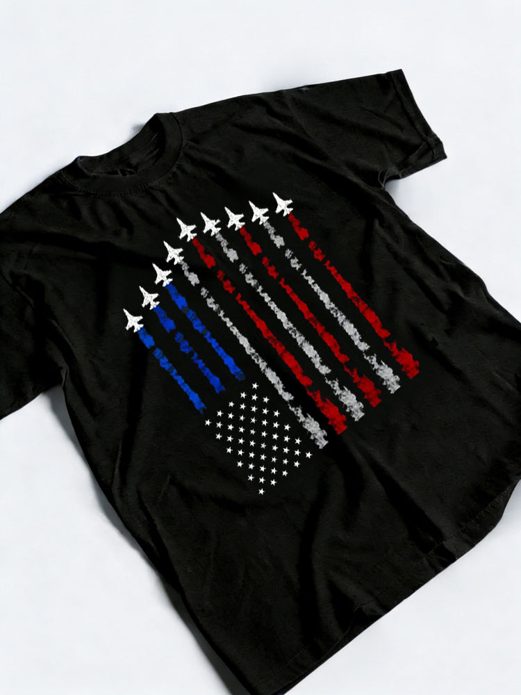 Fighter Jet Airplane USA Flag 4th Of July Gift T-shirt