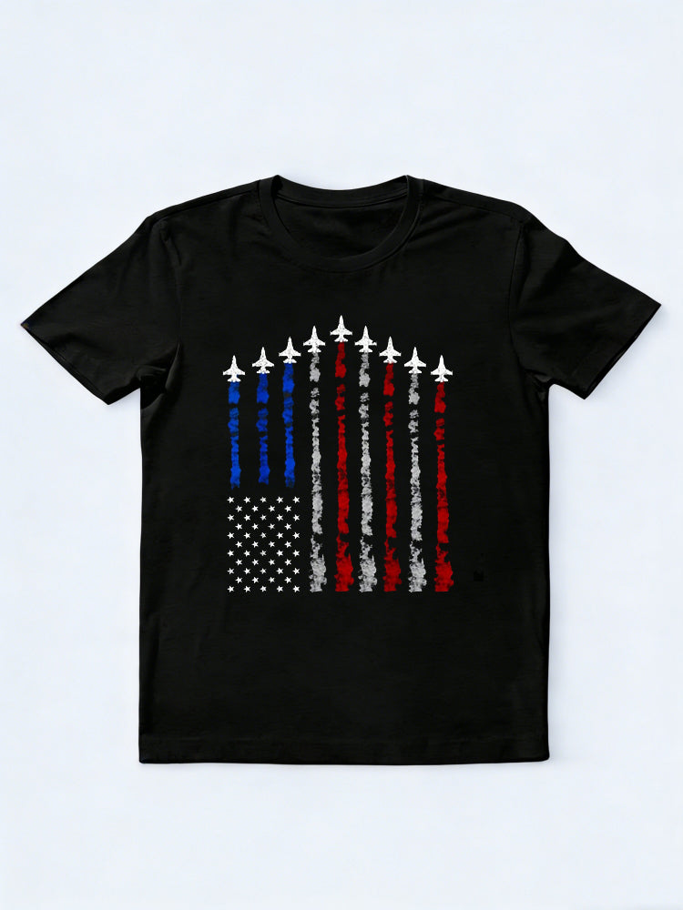 Fighter Jet Airplane USA Flag 4th Of July Gift T-shirt