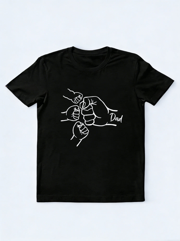 Fist Bump Dad of Three Kids Happy Father's Day T-Shirt