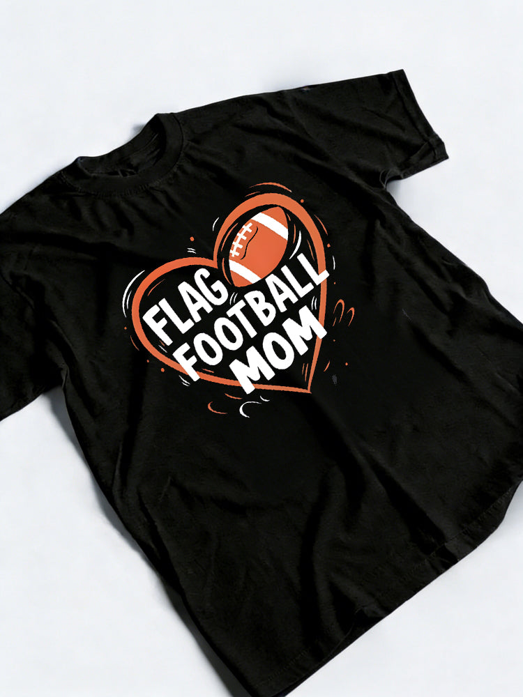 Flag Football Mom Heart Happy Mother's Day Gift T-Shirt