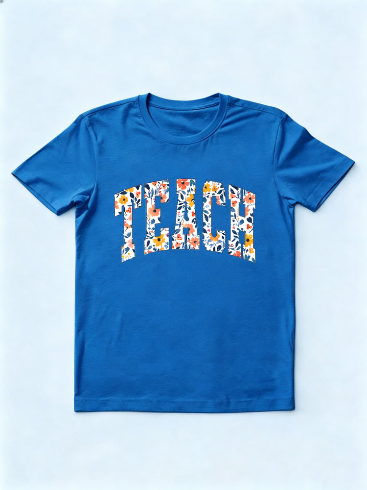 Floral Teach Teacher Back to School Gift T-shirt