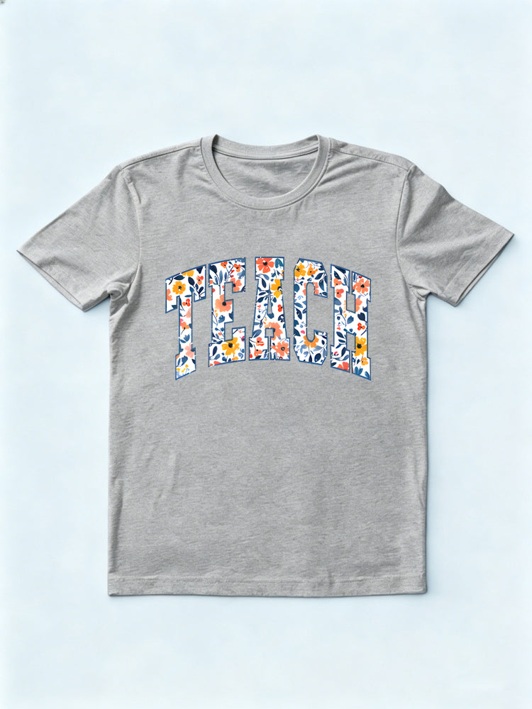 Floral Teach Teacher Back to School Gift T-shirt